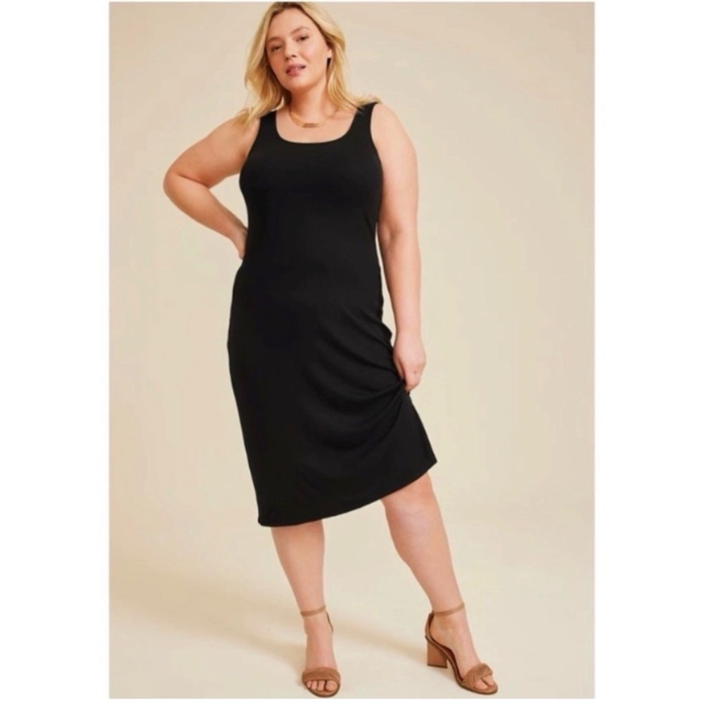 MAURICES Black Ribbed Tank Midi Dress